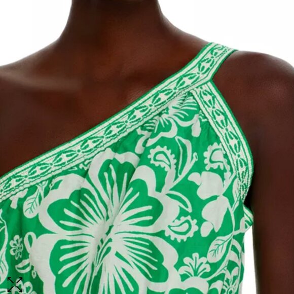 XL FARM Rio Sweet Garden Green Maxi Dress One Shoulder NWOT Never Worn - Picture 8 of 16